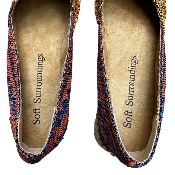 Soft Surroundings Nissa Espadrille Metallic Woven Tribal Print Slip On Shoes 7 - Picture 3 of 14